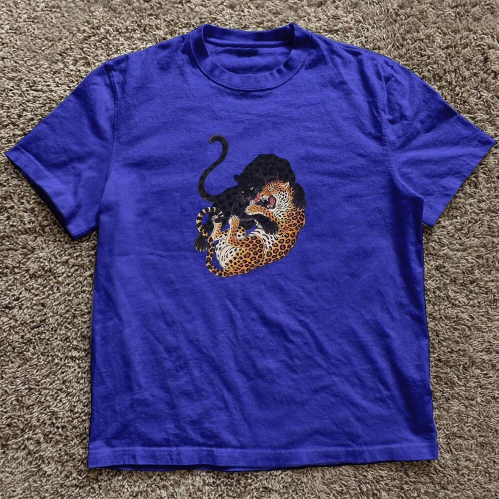 Navy Blue Panther & Leopard T-Shirt